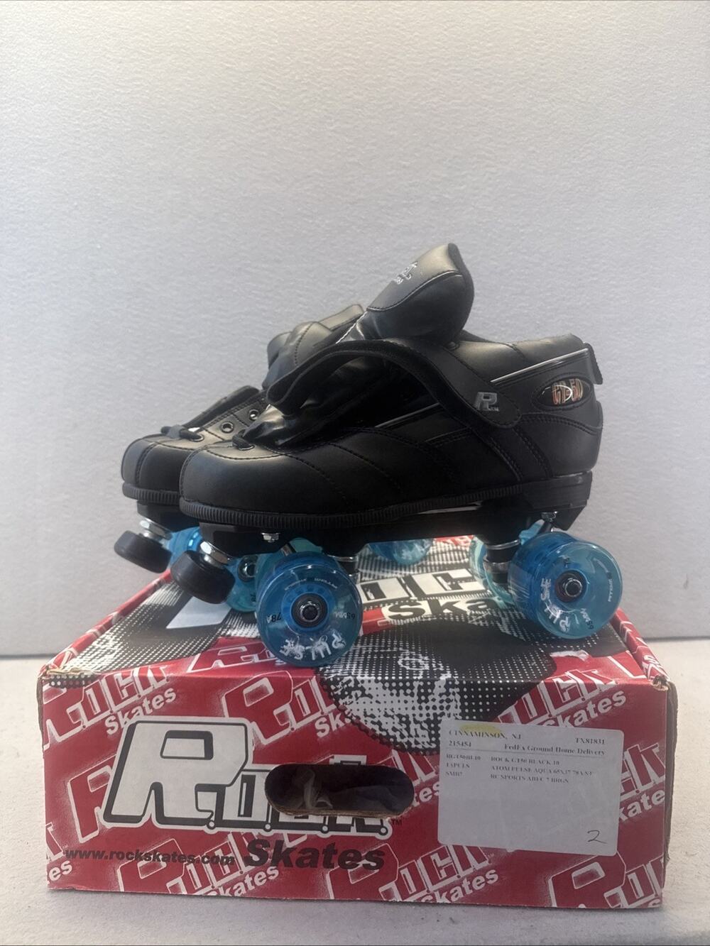 Sure-Grip Rock GT-50 Quad Roller Skates Size 10 Black Blue Wheels NOS w/Box